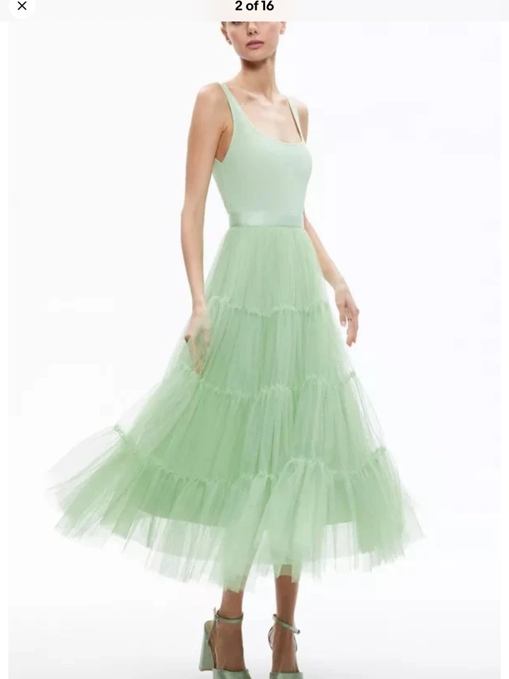 Alice and Olivia Chara midi dress Pistachio 8